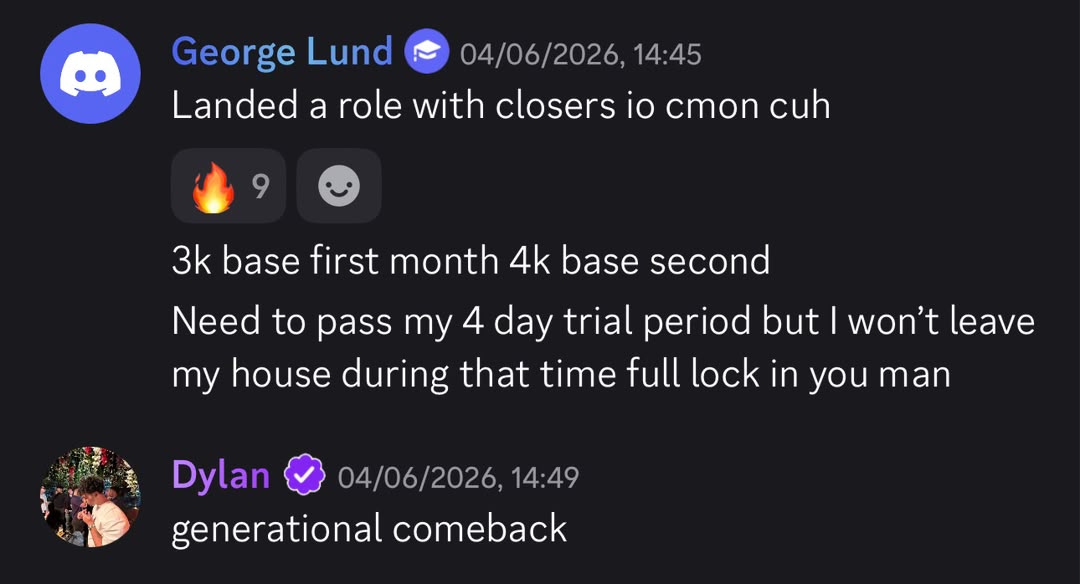 Student result shared in the community chat